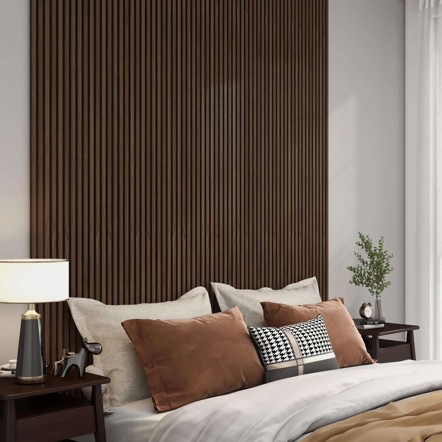 Acoustic Panel / Wall Panel in Smoked Oak, 240 x 60 cm