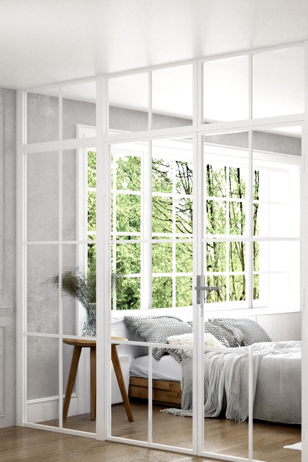 Industrivägg 2 dörrar + 1 vägg överliggare vit