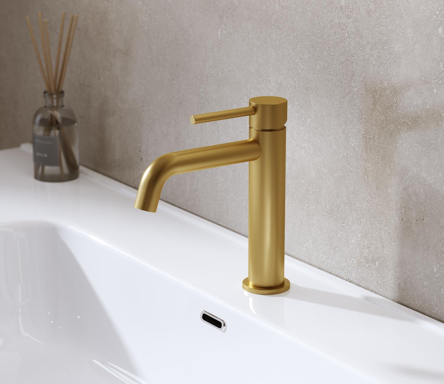 Tvättställsblandare Dis Låg Borstad Mässing