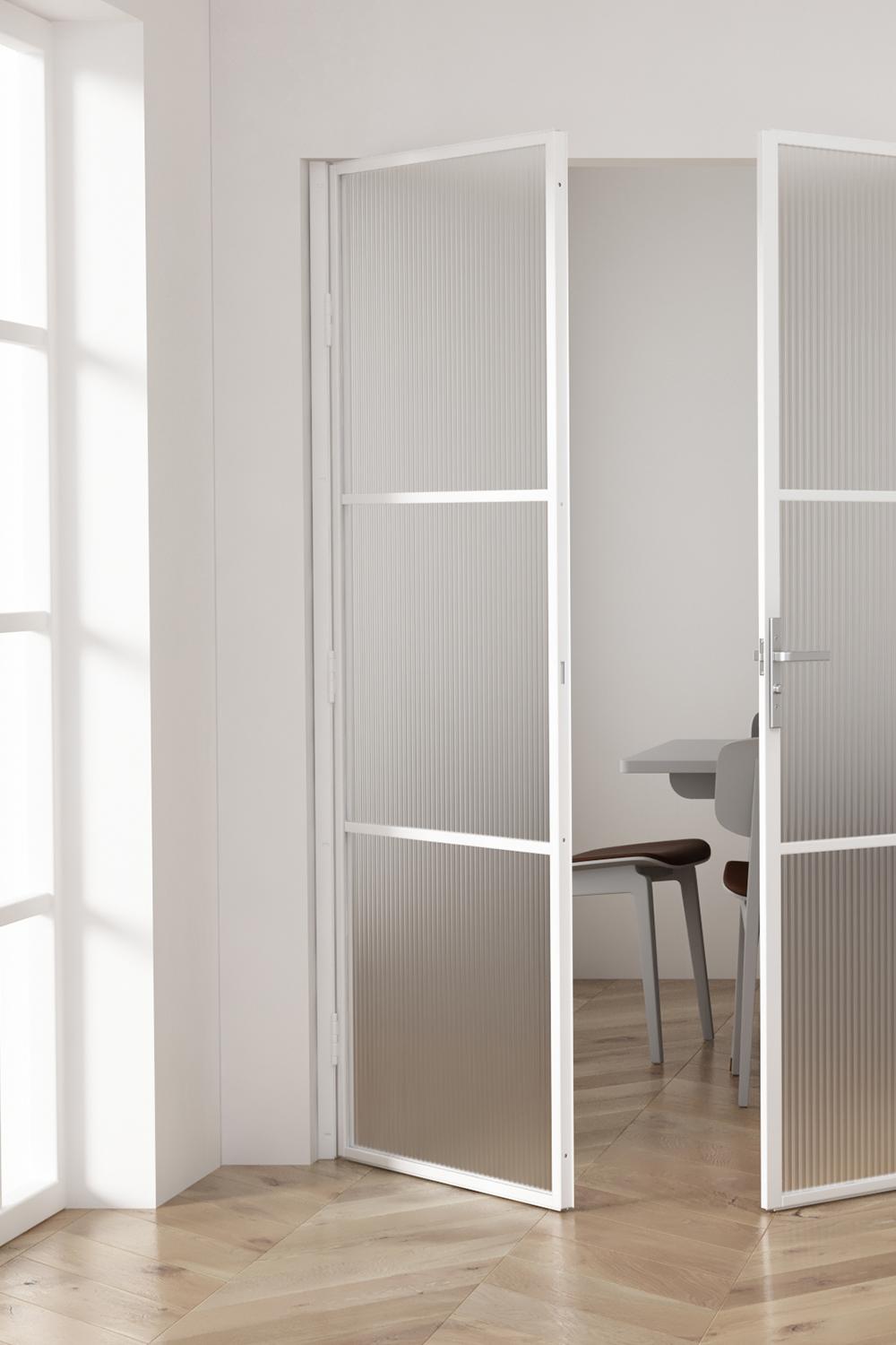 Industrial Wall Double Door Lined Design in White