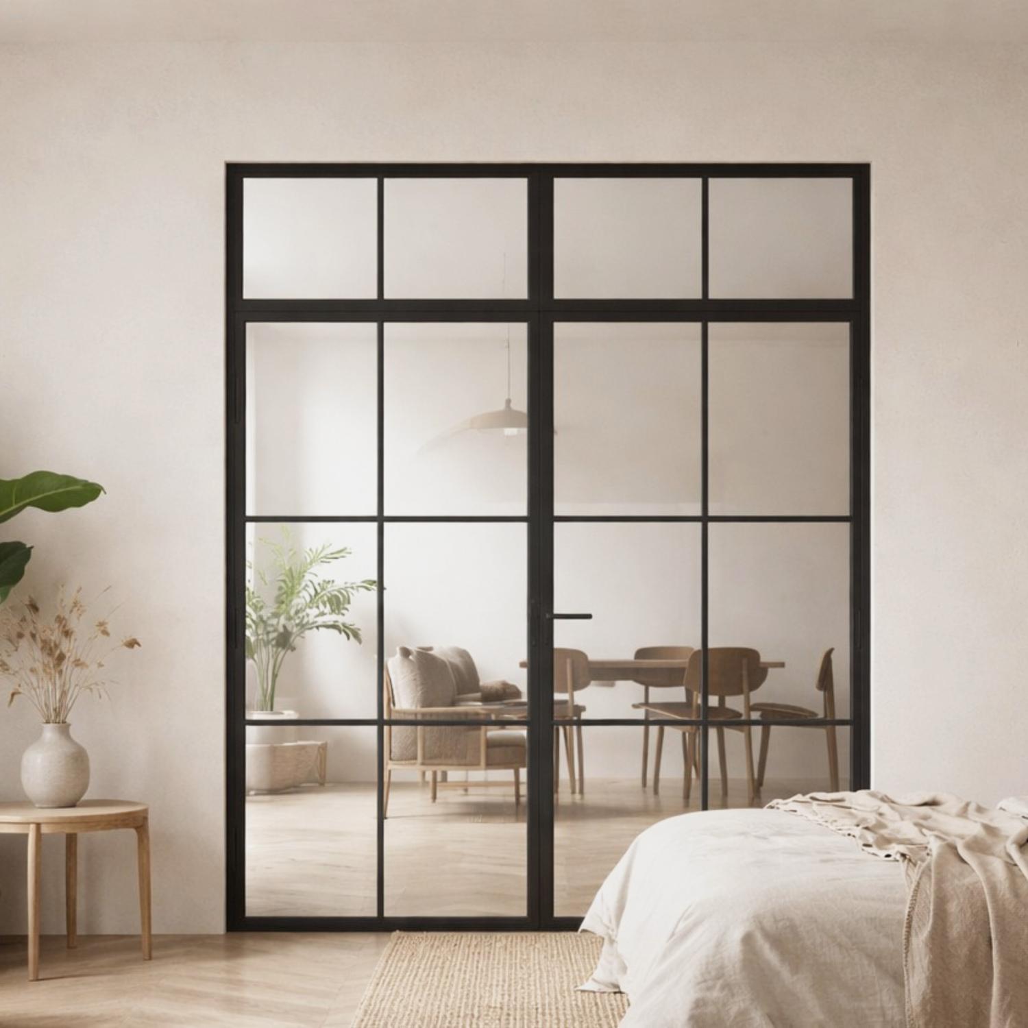 Industrivägg pardörr överliggare svart