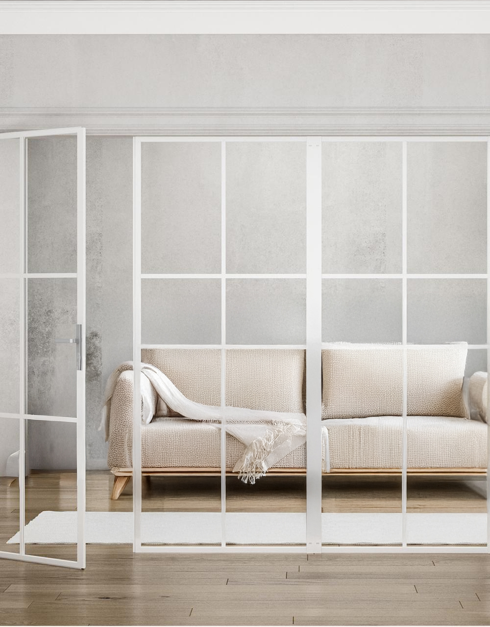 Industrivägg dörr + 2 väggar vit