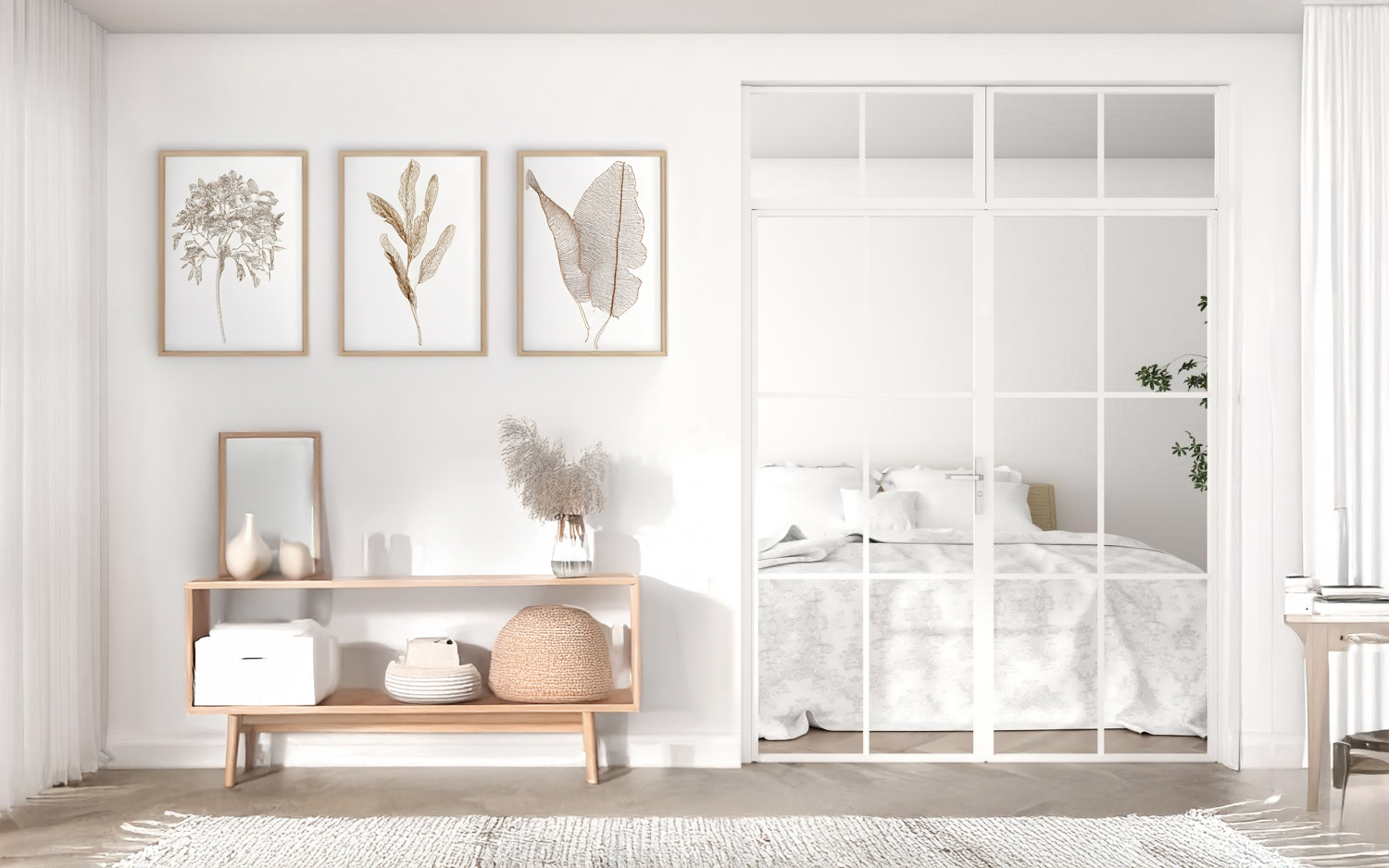 Industrivägg dörr + vägg överliggare vit