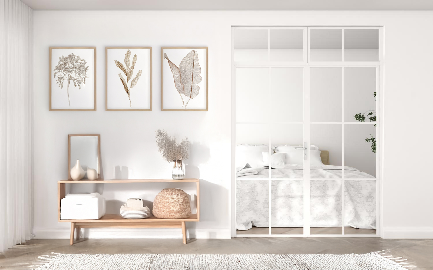 Industrivägg dörr + vägg överliggare vit