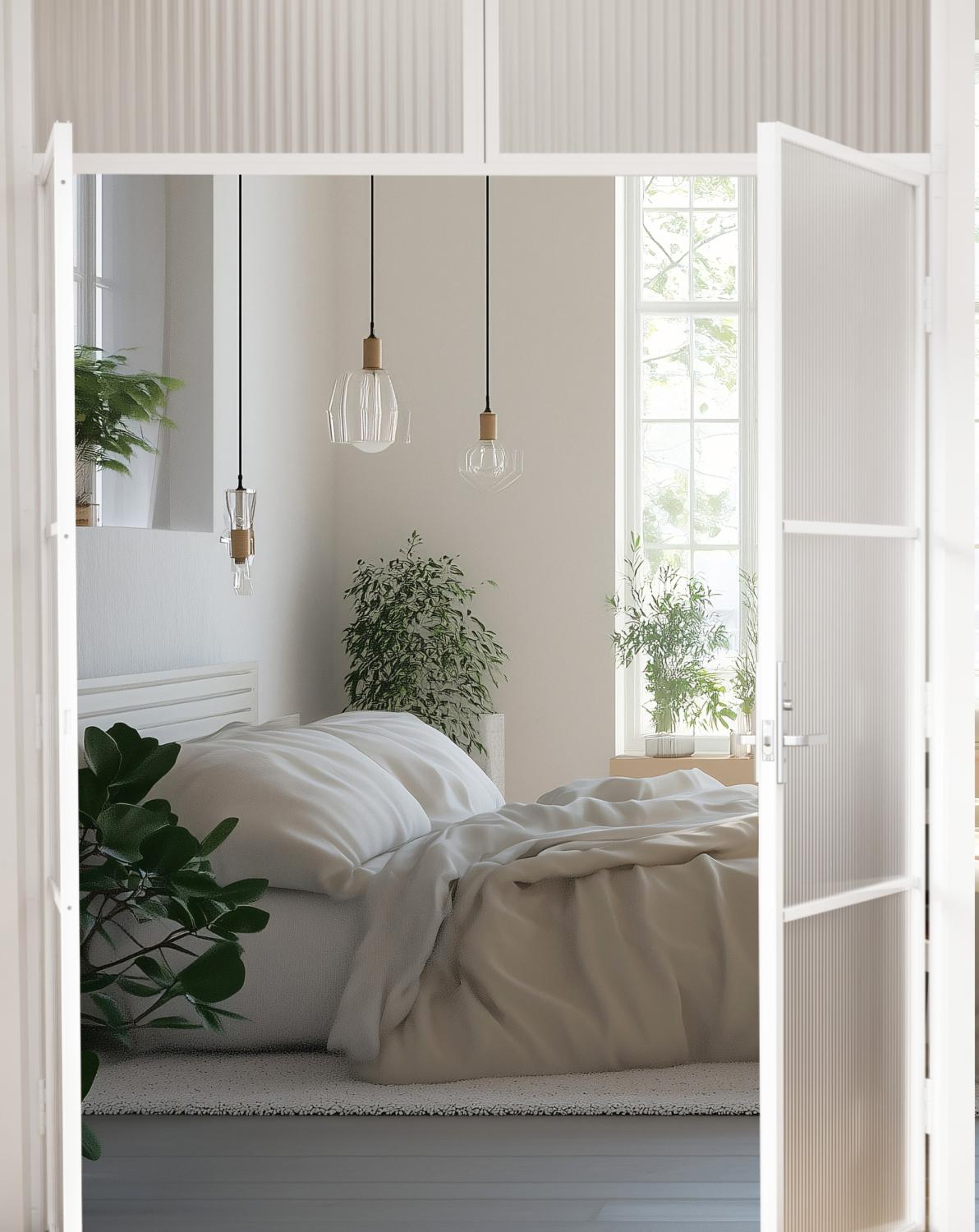 Industrivägg pardörr linjerad överliggare vit