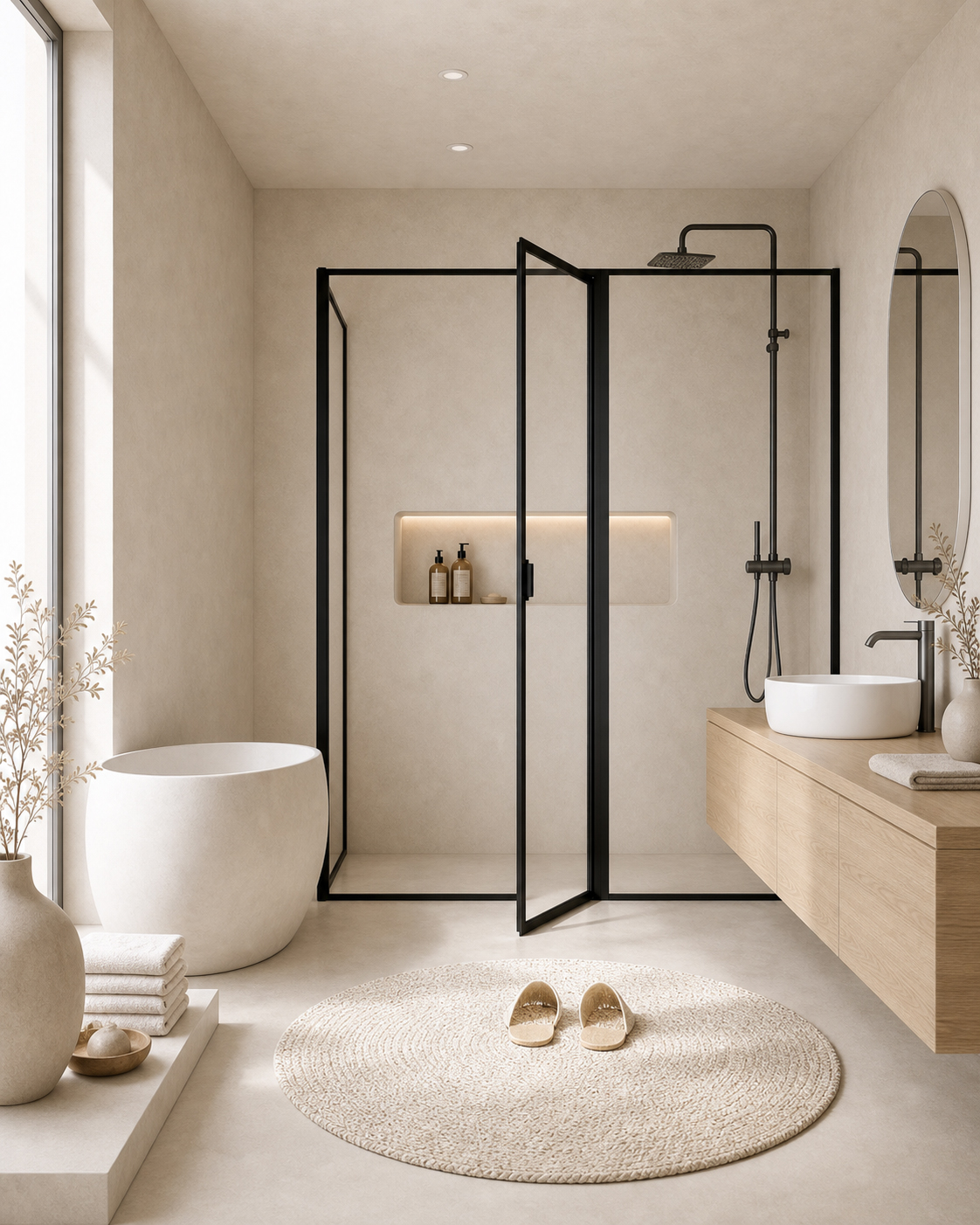 Duschhörna Reflektion 2 glasväggar + 1 dörr svart