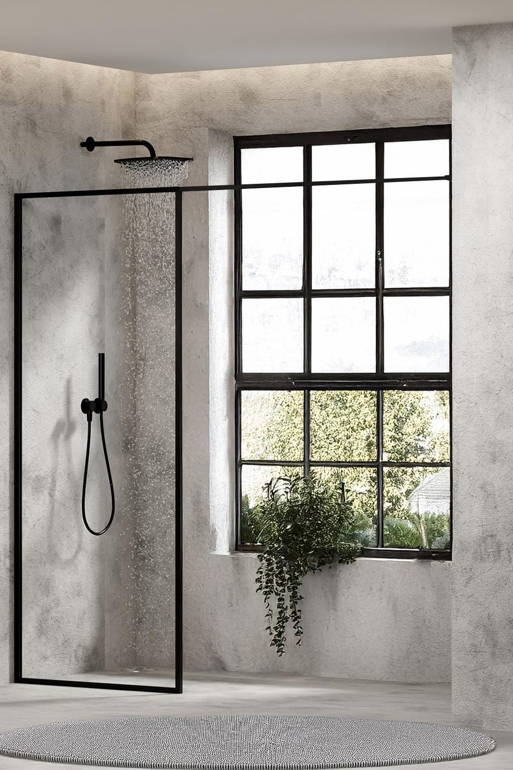 Shower wall Reflection between 2 walls black