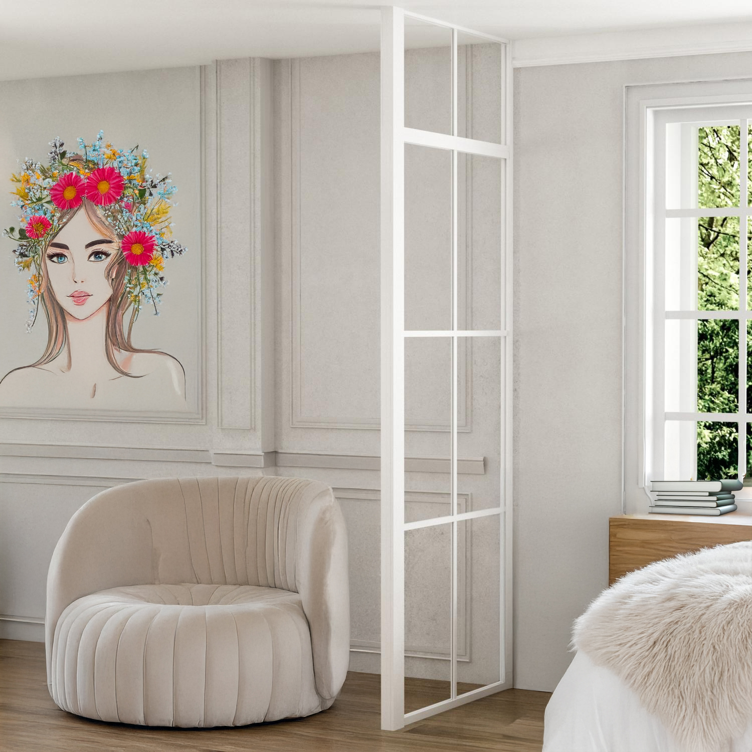 Industrivägg med avslutsprofil ovanliggare vit