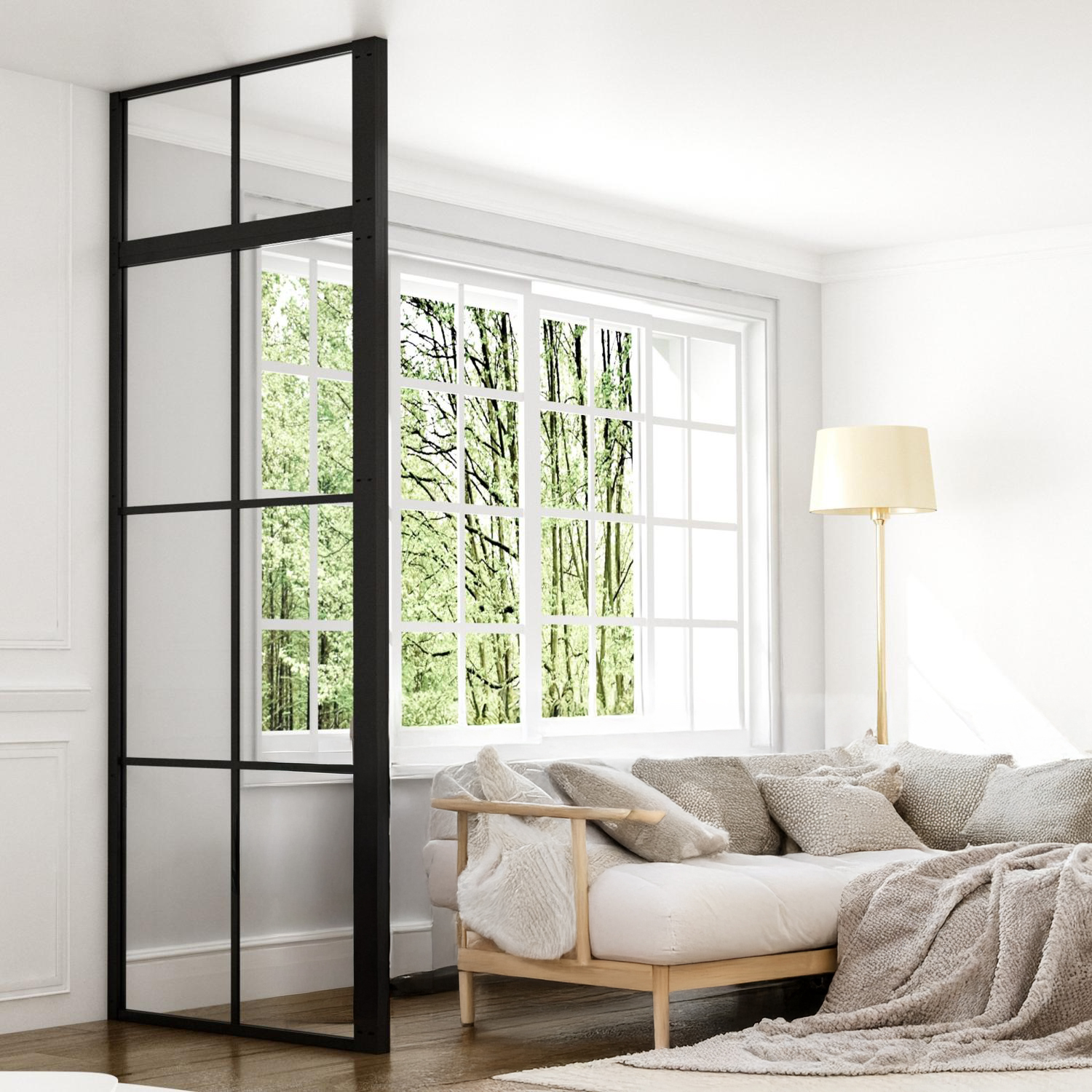 Industrivägg fast vägg med avslutsprofil ovanliggare svart