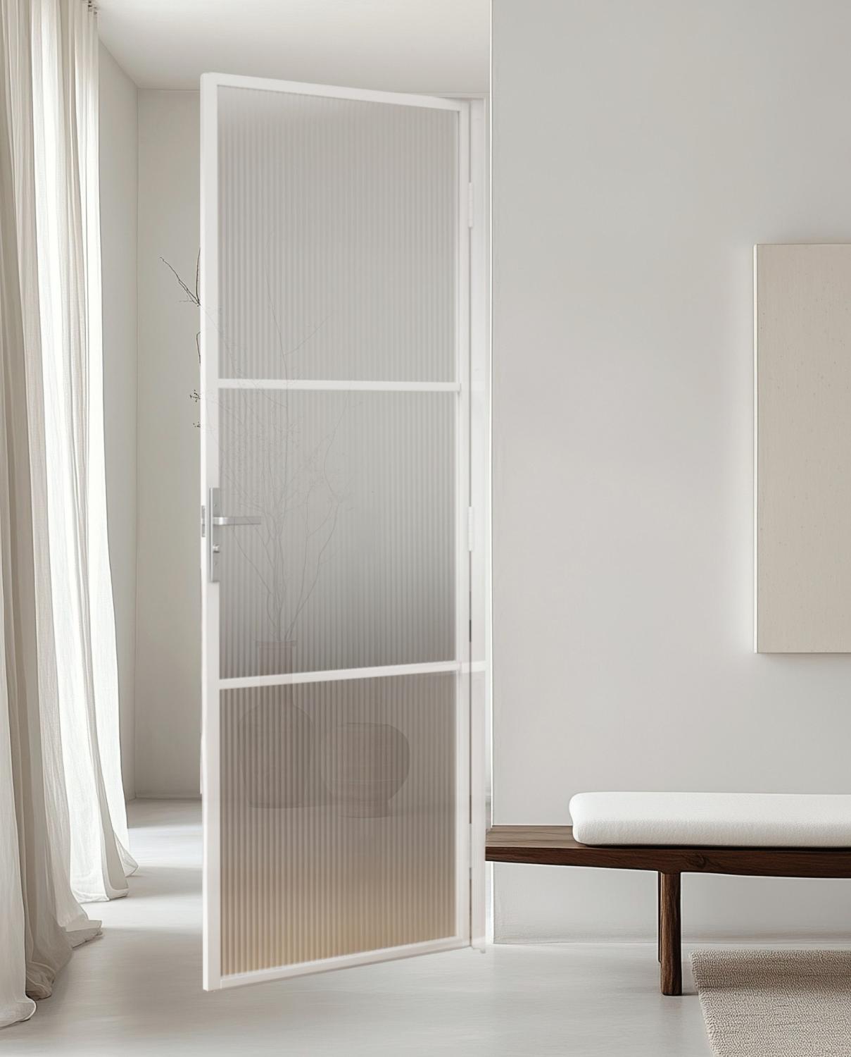 Industrial Door with Lined Design White