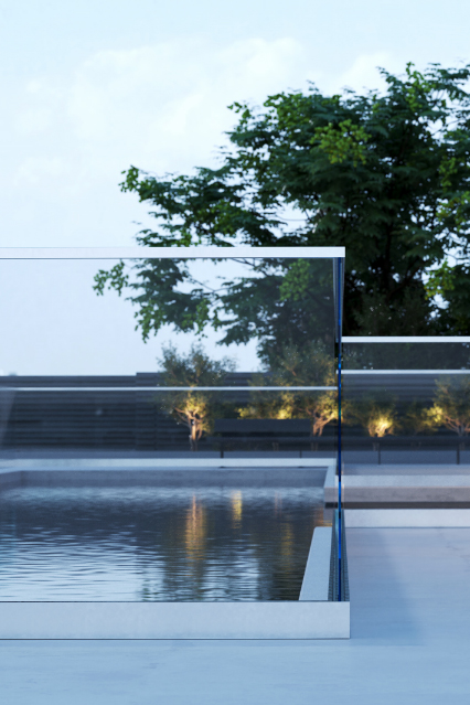 Glasräcke 1 sektion stolpfritt