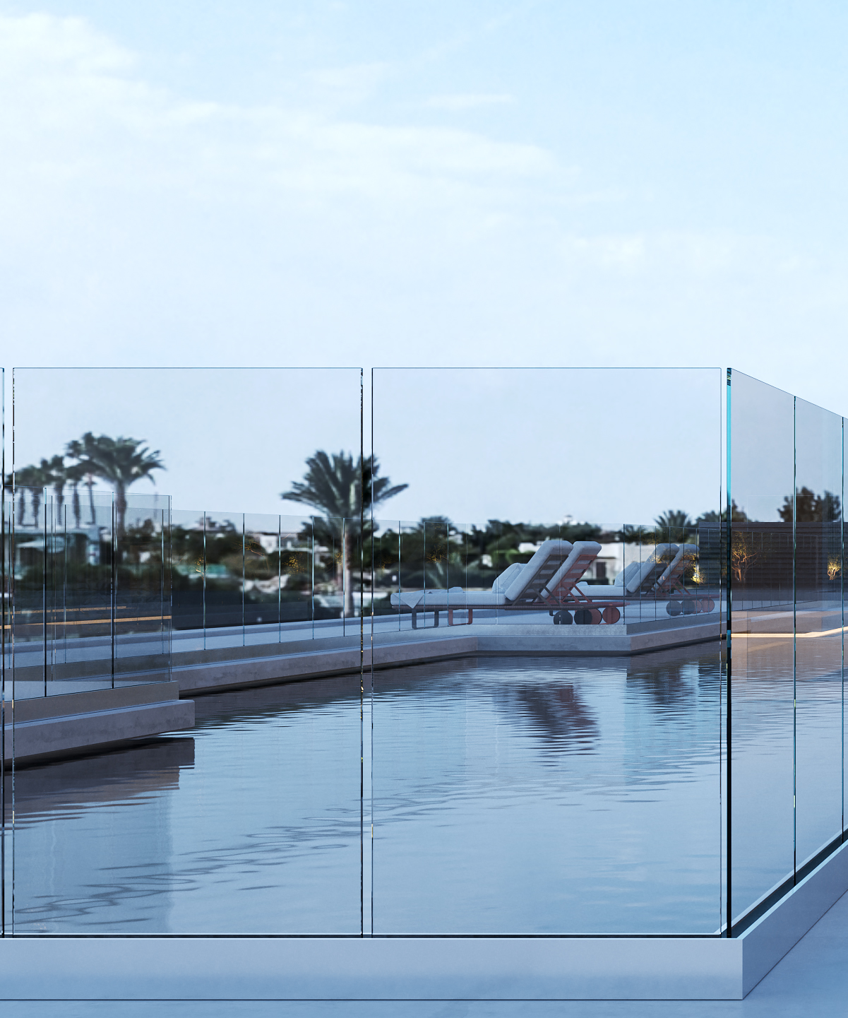 Glasräcke 4 sektioner stolpfritt hörna