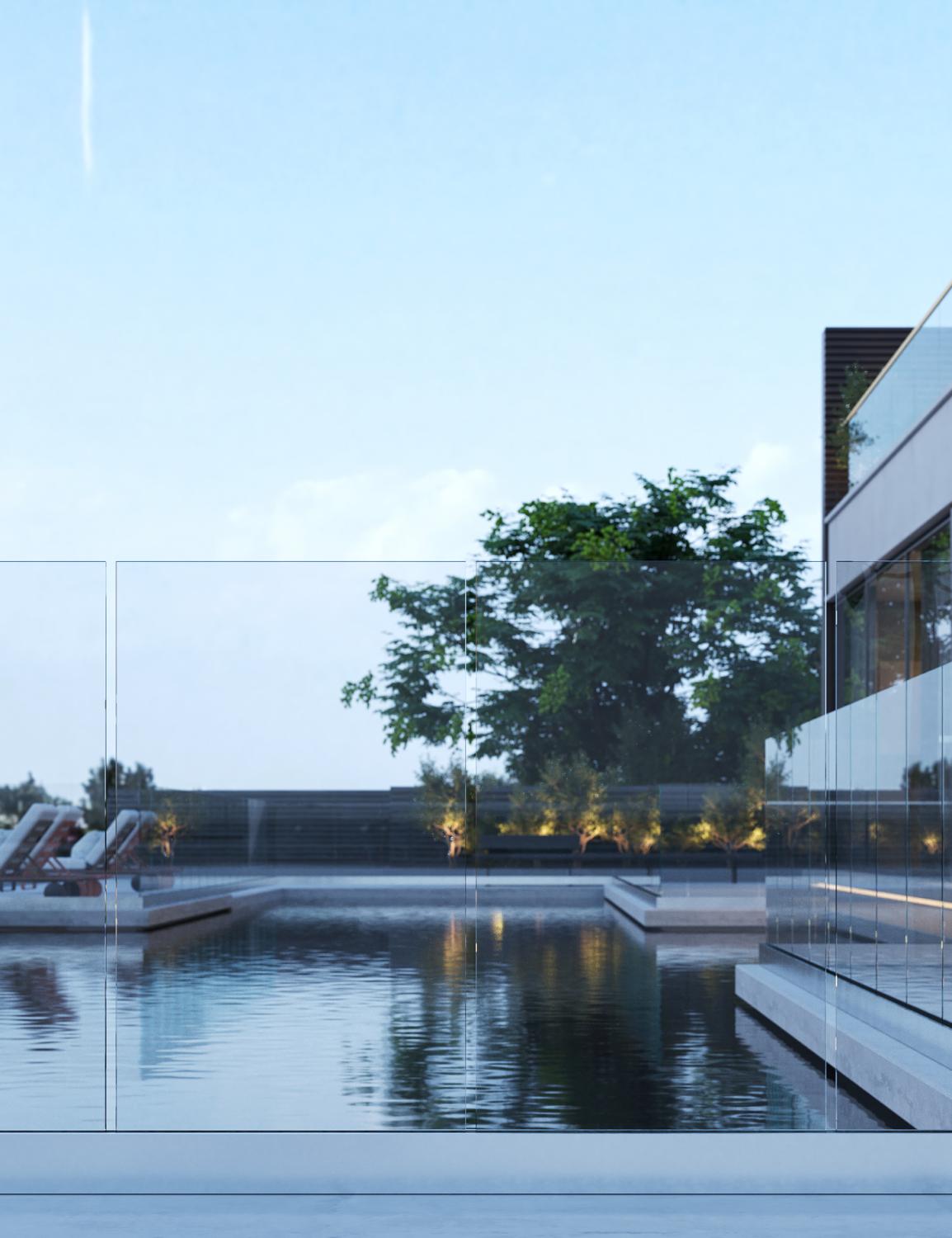 Glasräcke 4 sektioner stolpfritt