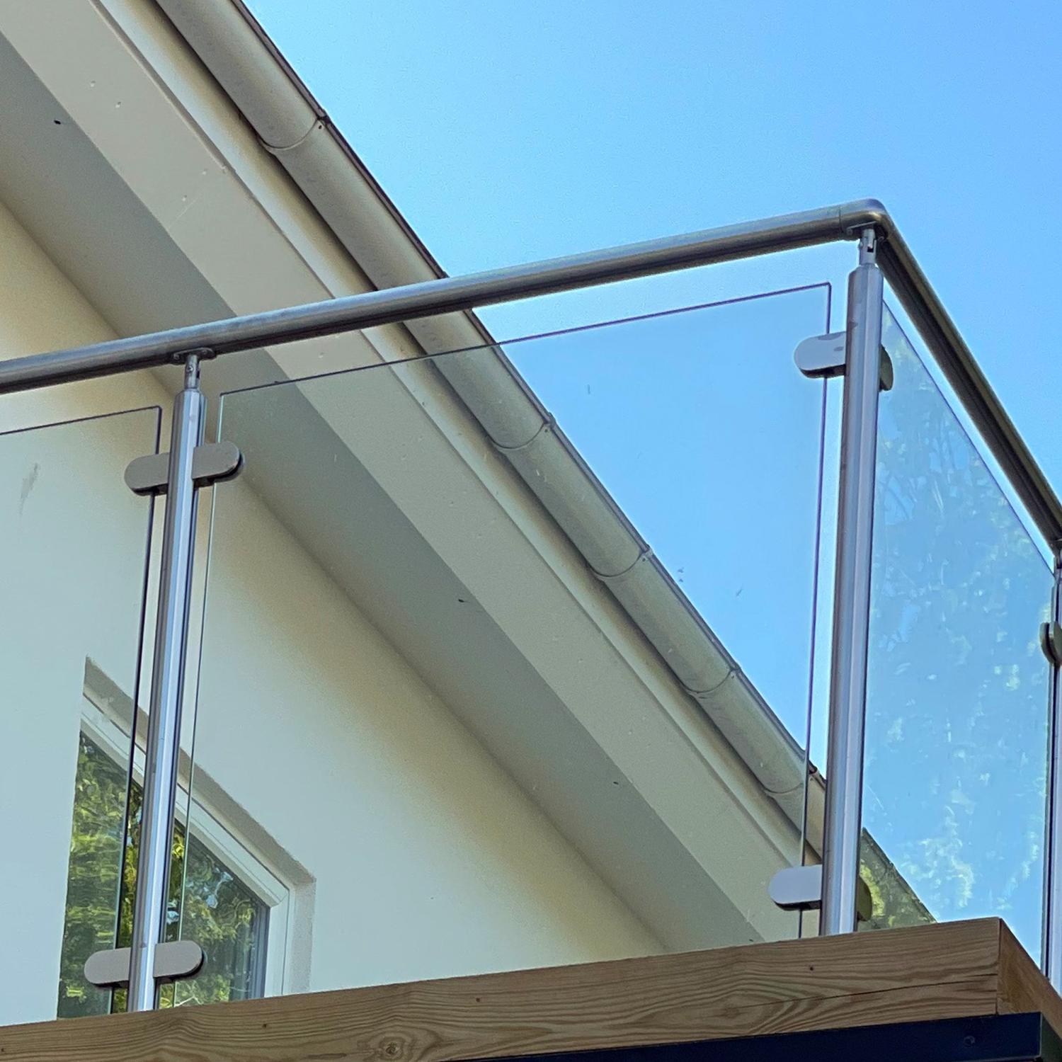 Glass railing 3 sections with corner post model