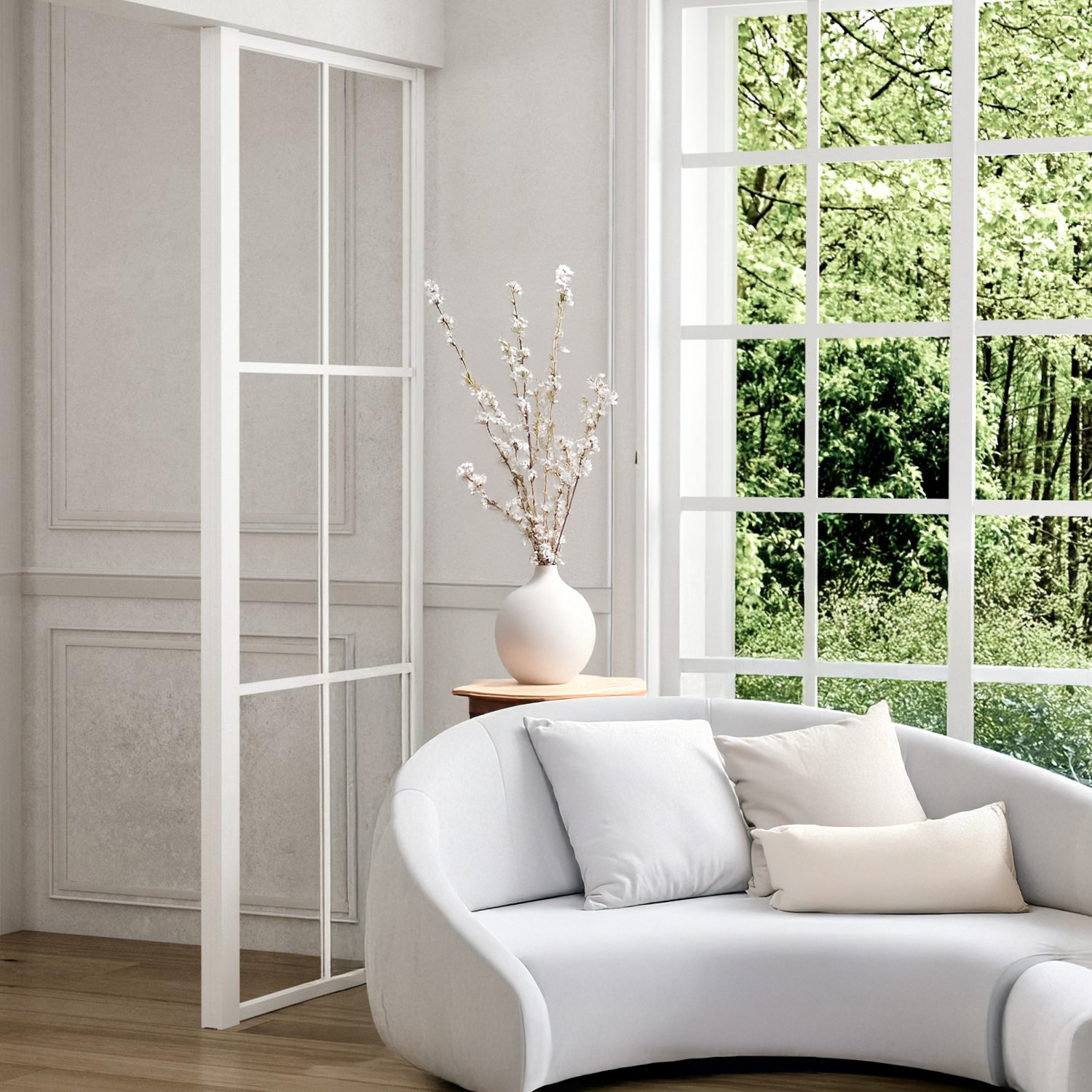 Industrivägg fast vägg med avslutsprofil vit