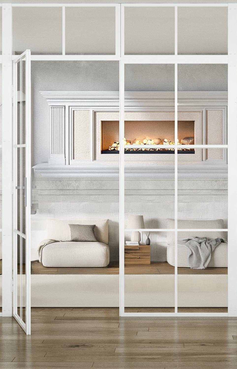 Industrivägg 2 dörrar + 2 väggar överliggare vit