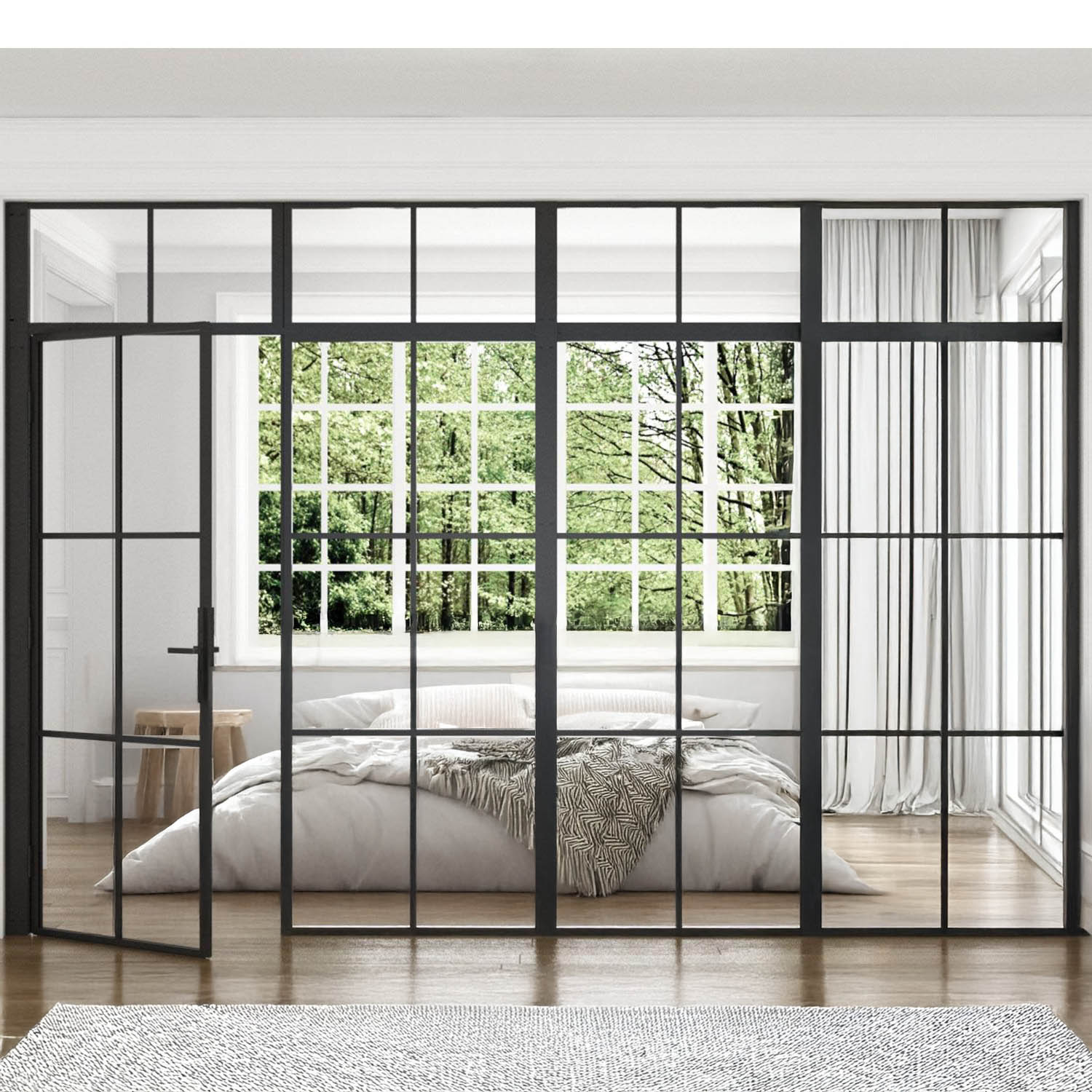 Industrivägg 1 dörr + 3 väggar överliggare svart