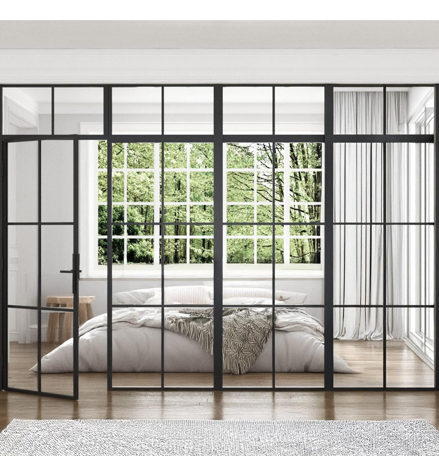 Industrivägg 1 dörr + 4 väggar överliggare svart