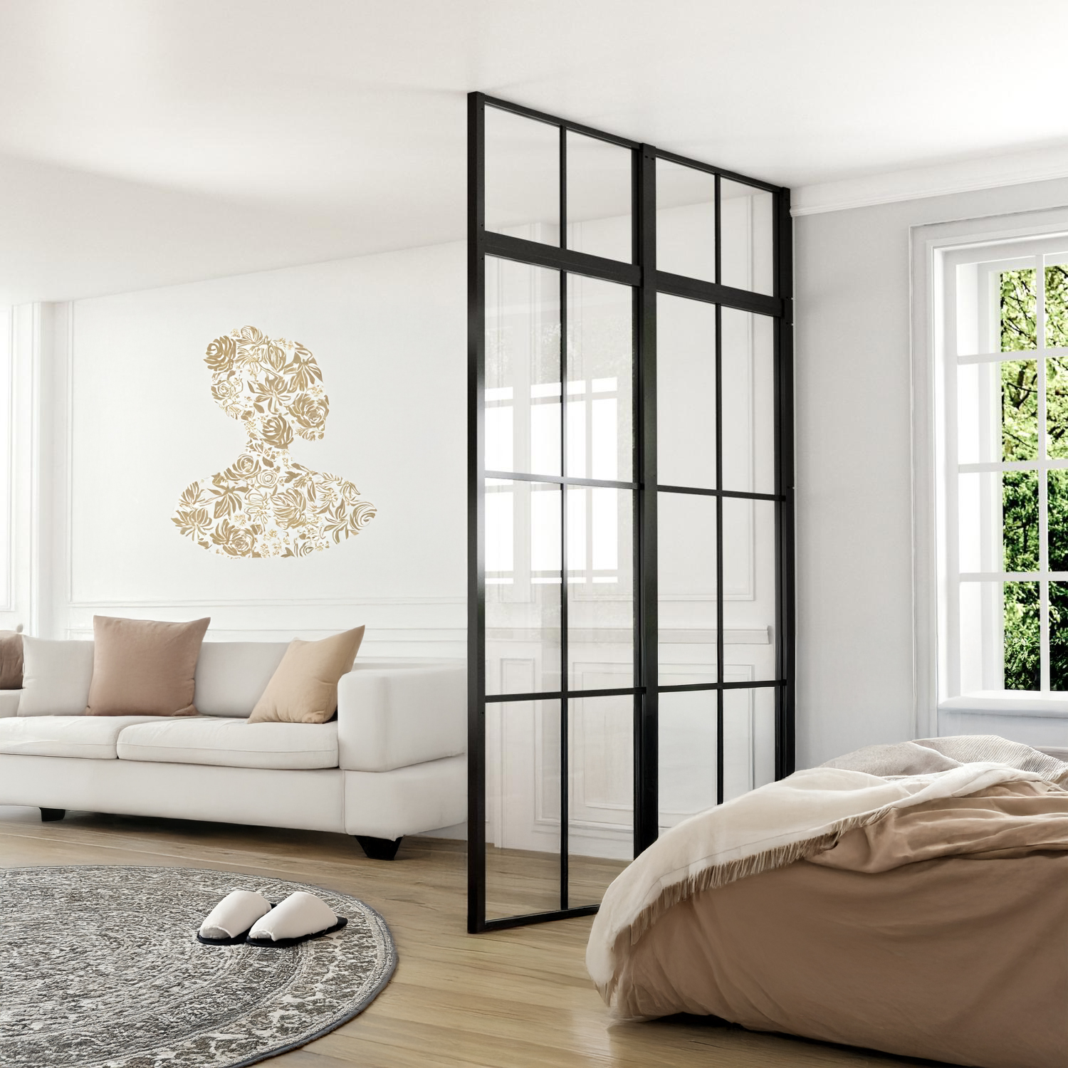 Industrivägg 2 väggar + ovanliggare avslutsprofil svart