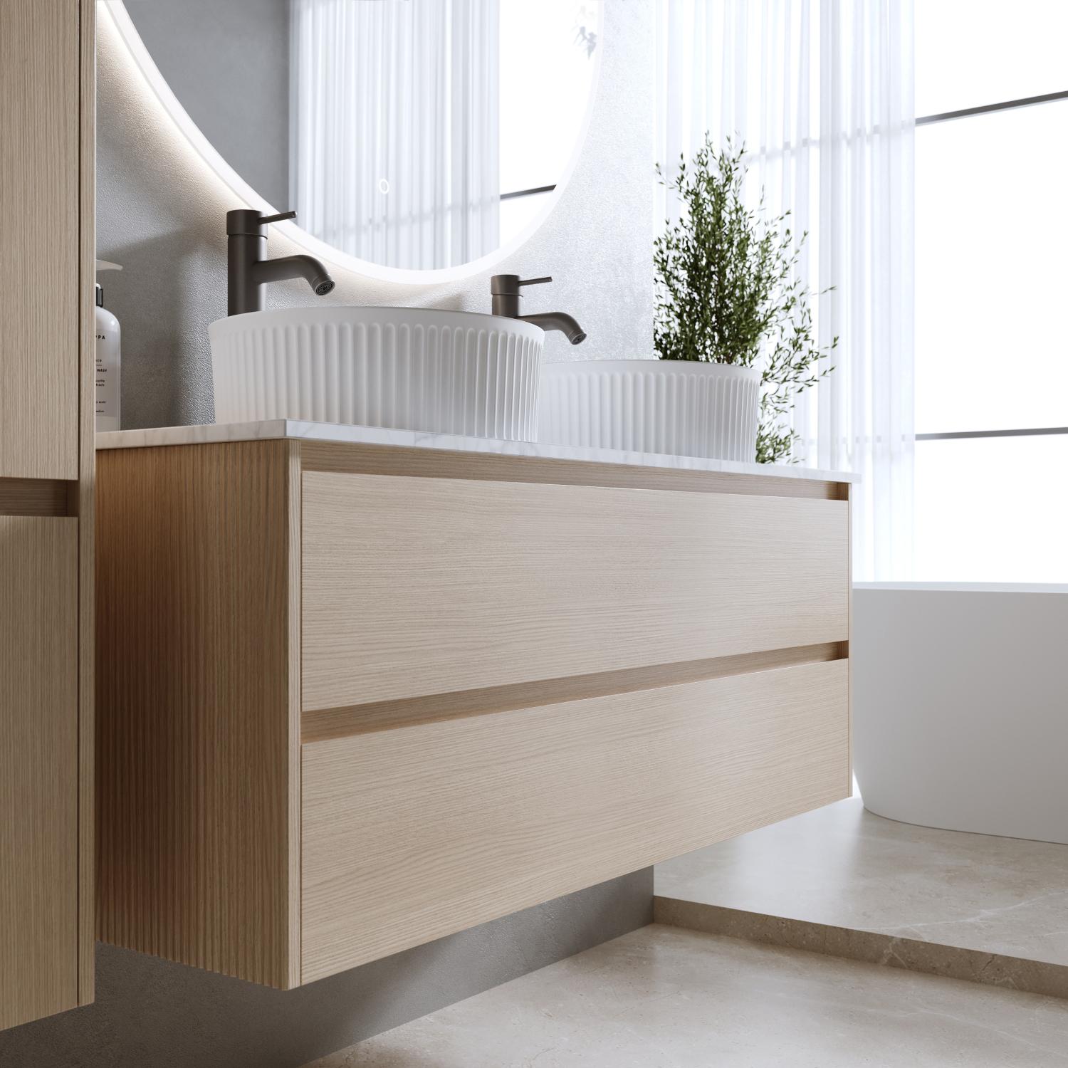 Kommod Harmoni Dubbelt tvättställ Ljus Ek 120 cm