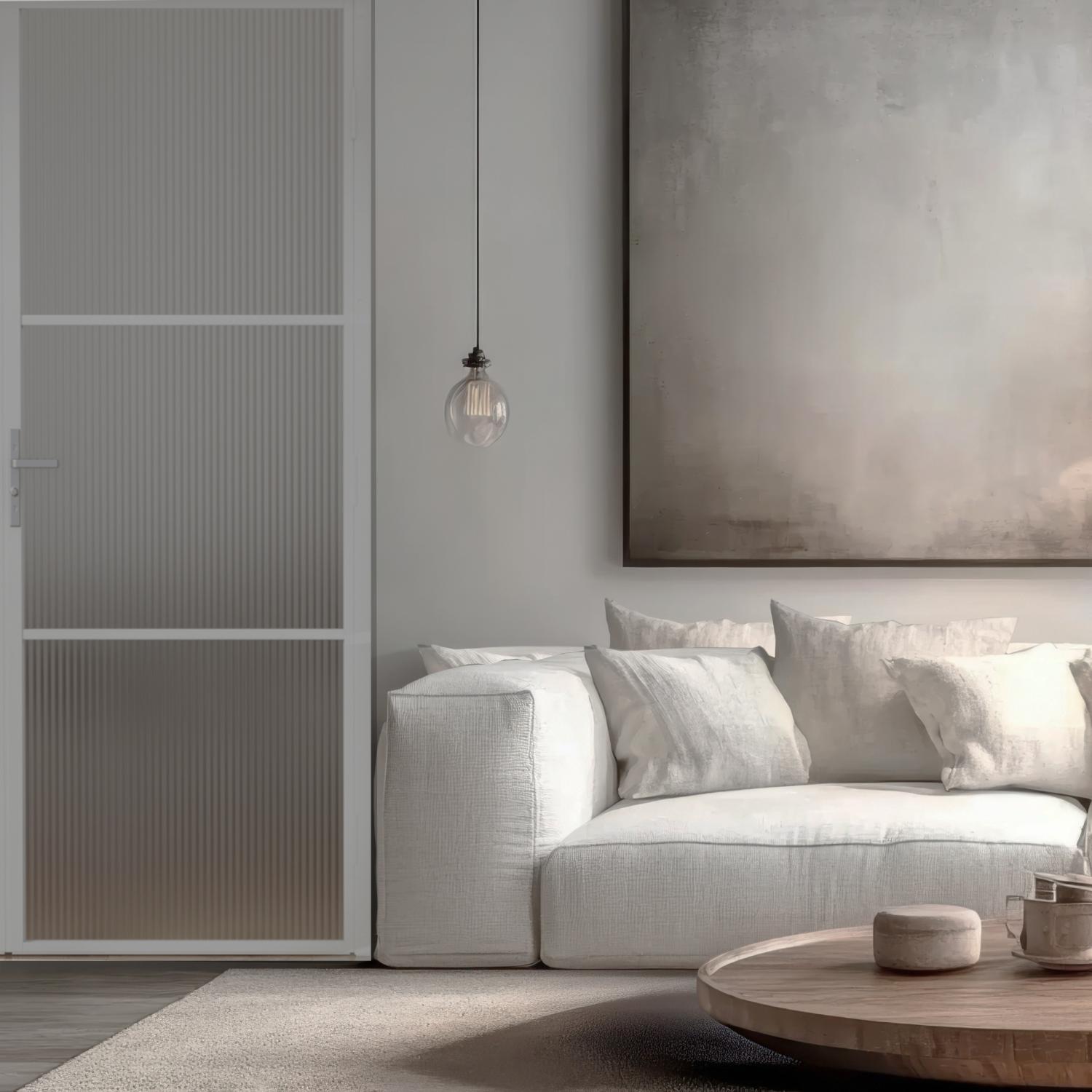 Industridörr linjerad vit