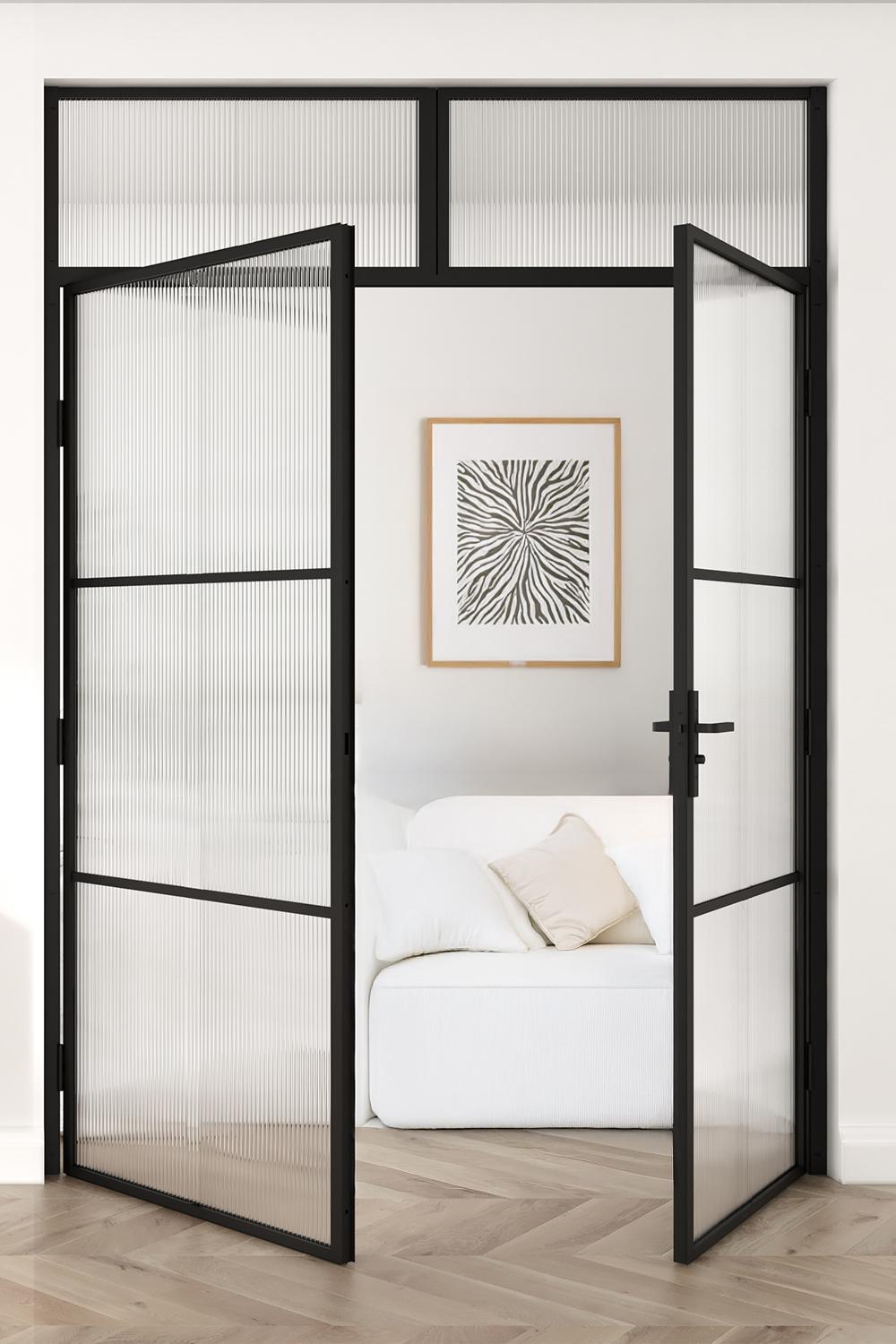 Industrivägg pardörr linjerad överliggare svart