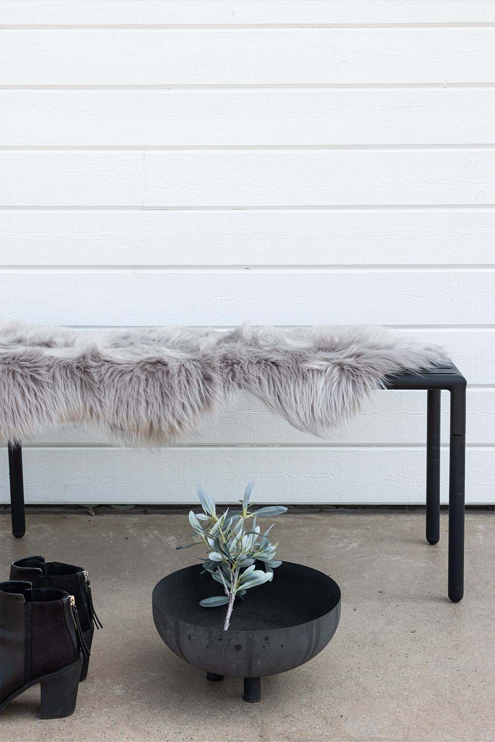 Katy Polyester Fake Fur - 180*55-  -Pläd-Grey