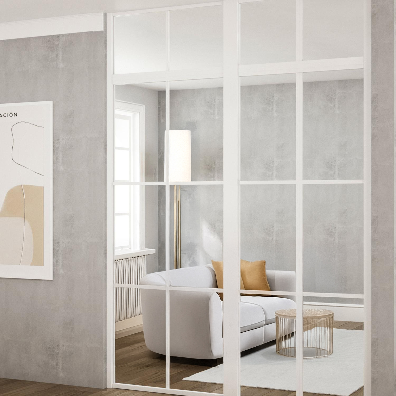 Industrivägg + vägg mellan 2 väggar ovanliggare vit