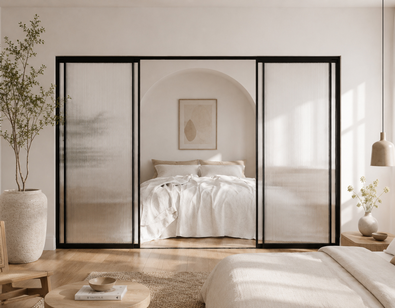 Sliding door 2 doors 2 walls lined