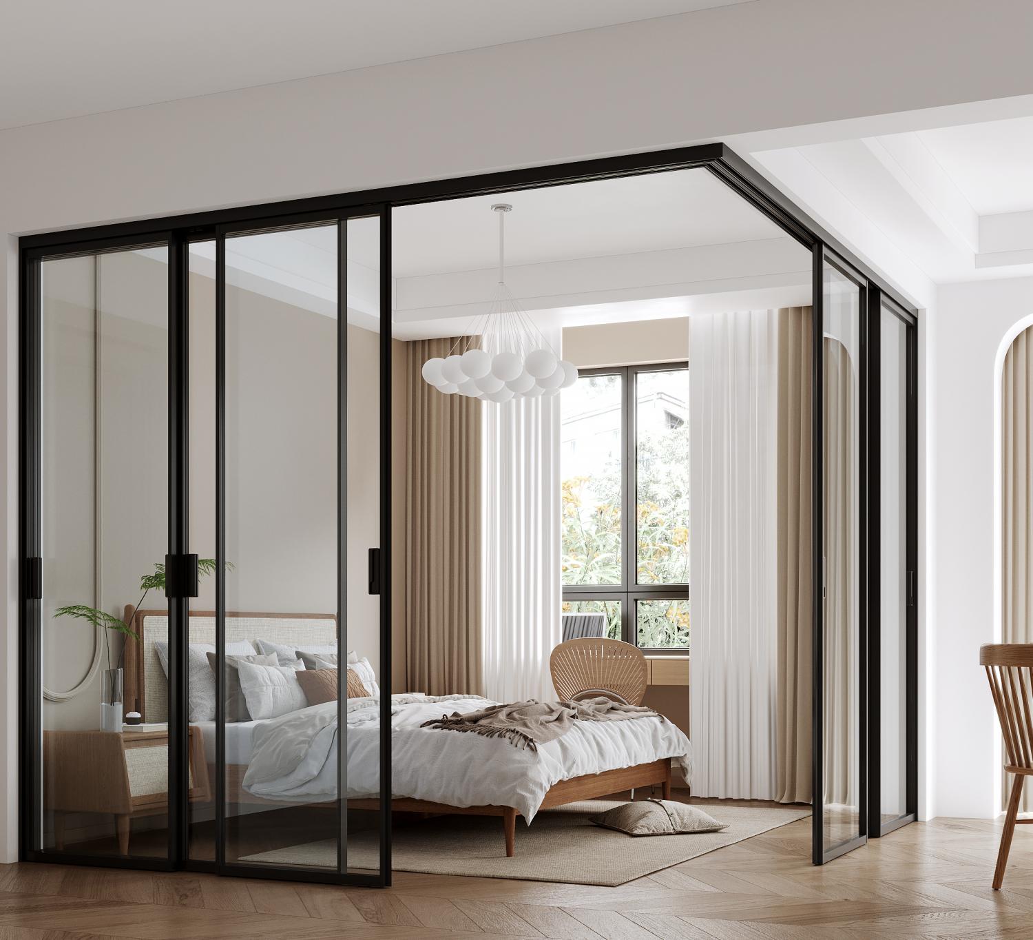 Sliding Doors 8 pcs Top-Hung Corner Model