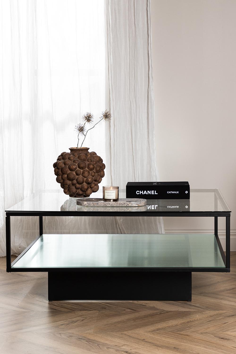 Maglehem Sofa Table  - Silver Chrome / Clear glass 90 x 90 cm