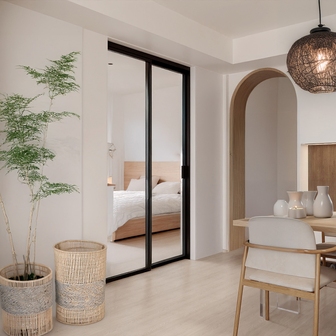 Skjutdörr 2 skjutdörrar svart topphängd H210cm