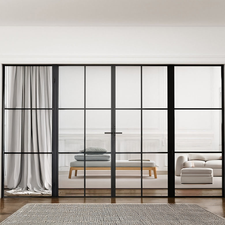 Industrivägg 2 dörrar + 2 väggar svart