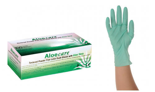 Latex glove powder free, with Aloe Vera MEDIUM 100pcs