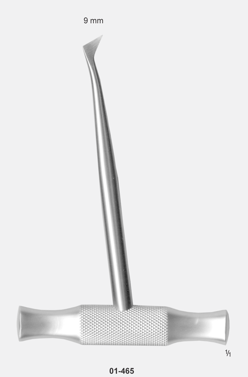 Tooth elevator, BARRY For Lower Roots, Left 9mm Tip Cross Bar Handle