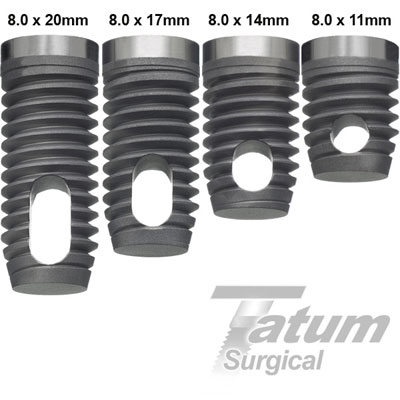 S Cylindrical Implants 8.0x17mm, Tatum Surgical