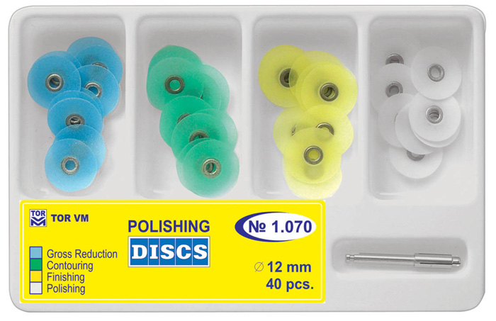 Polishing Disc ø 12mm Kit, 1.070 Alla 4 + Mandrel 40st/fp
