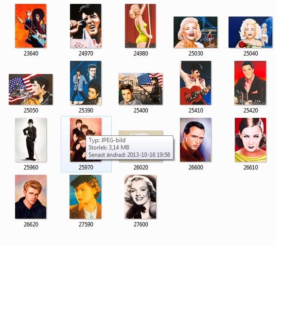 Bild på alla Artister kort, klicka på bilden för förstoring