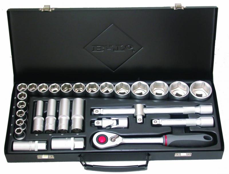 Hylsnyckelsatser 1/2" 6kt. 28 delar.