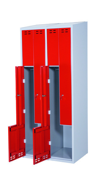 Klädskåp, röd/grå 4 d/Z-model