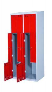 Klädskåp, röd/grå 4 d/Z-model