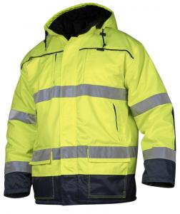Parkas dubbelfodrad varsel gul/marin