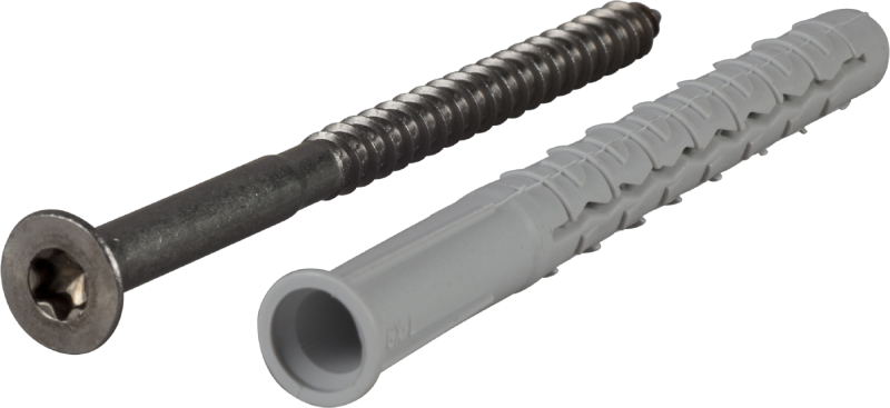 Fasadplugg GXL inkl. skruv, försänkt huvud, rostfri syrafast A4