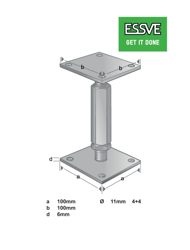 STOLPSKO JUSTERBAR 100X100X6,0/100X100X6,0/115-165 FZV