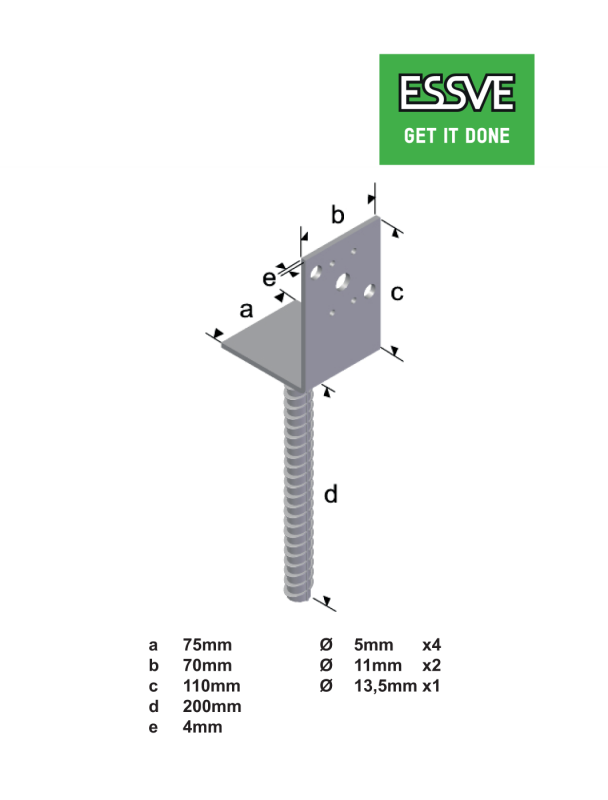 STOLPSKO TYP L 75X70X110X4,0/200 FZV