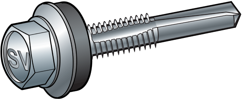 BYGGPLÅTSKRUV 5,5X32 BORRKAP.12MM SEXKANTSSK M BRI FZB