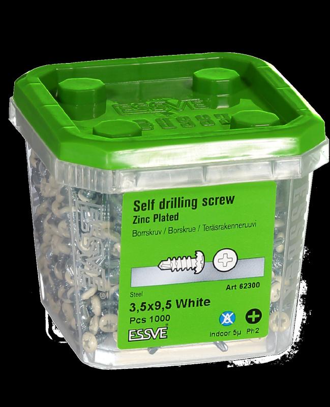 BORRSKRUV 3,5X9,5 KULLRIG VIT PH2