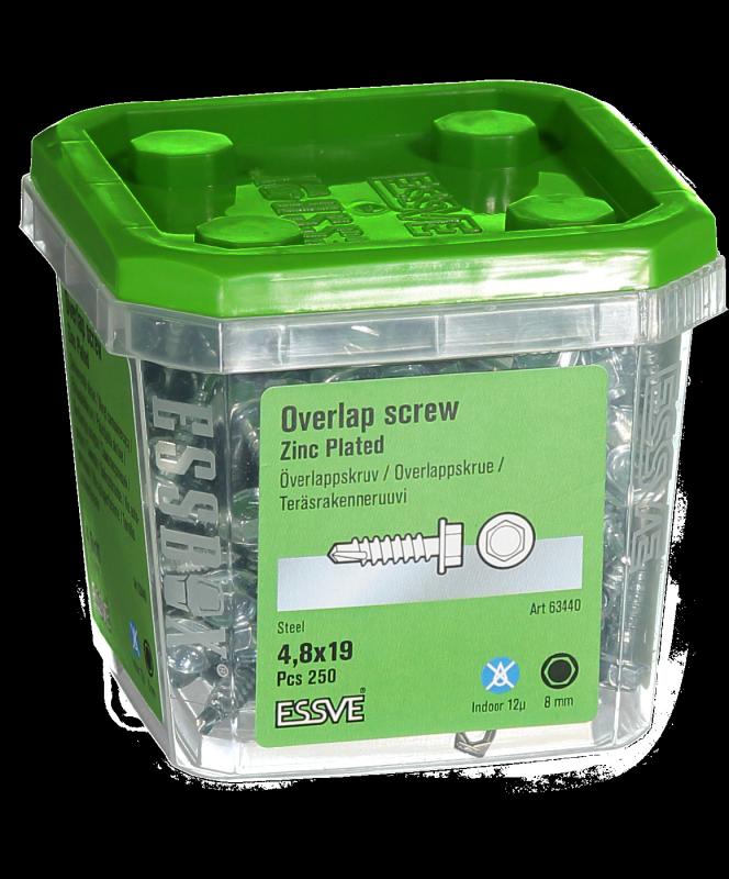 ÖVERLAPPSKRUV M FRISL FZB 4,8X19 SEXKANTSHUVUD