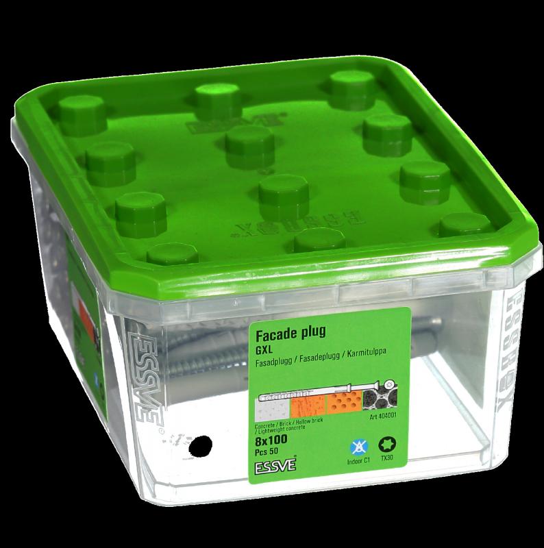 Fasadplugg GXL inkl. skruv, försänkt huvud, FZB
