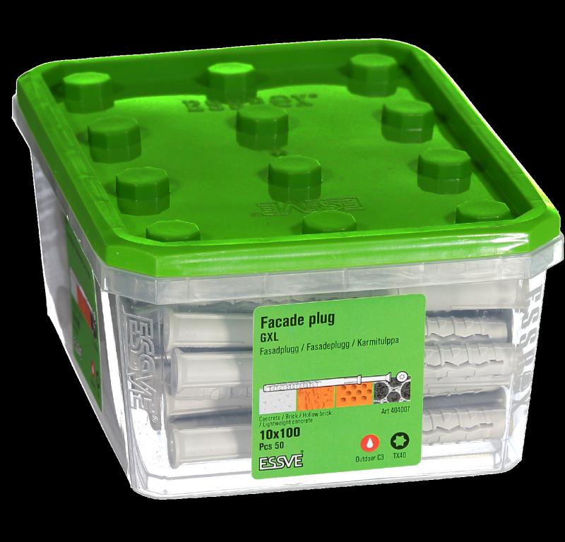 Fasadplugg GXL inkl. skruv, försänkt huvud, FZV